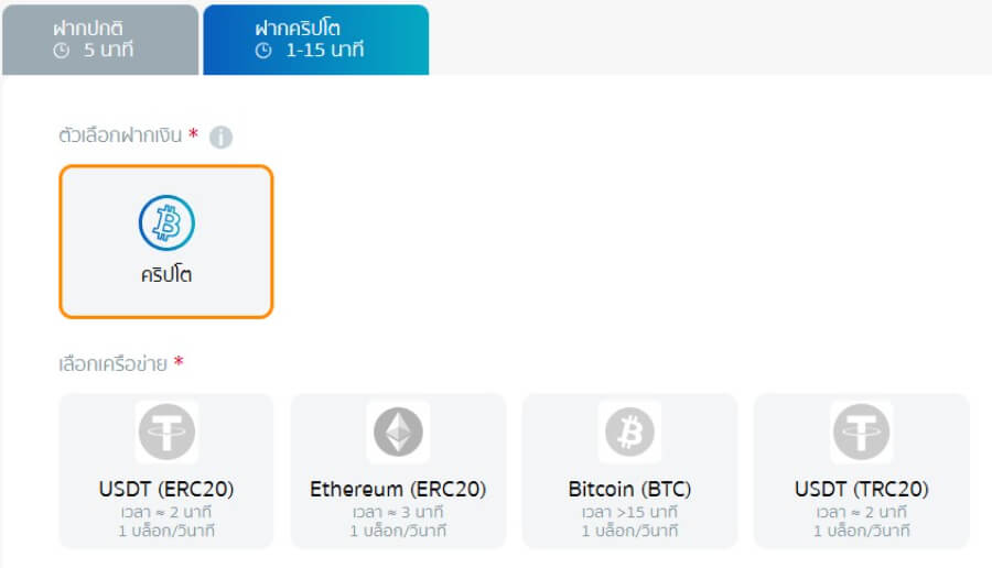 ช่องทางฝากเงินคริปโต BK8