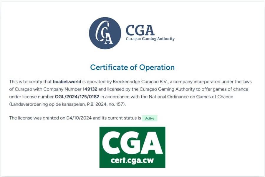 ใบอนุญาตคาสิโนของ Boabet