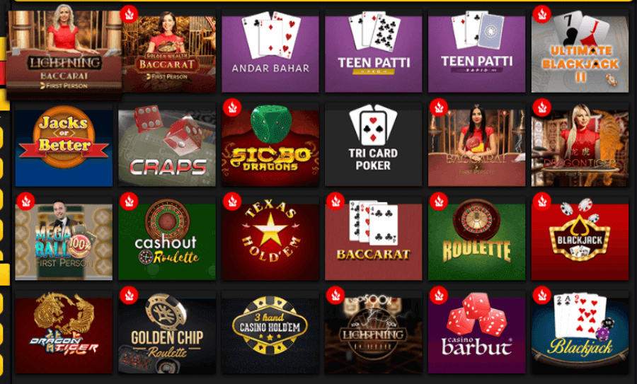 เกมโต๊ะที่เล่นได้ที่ Empire 777