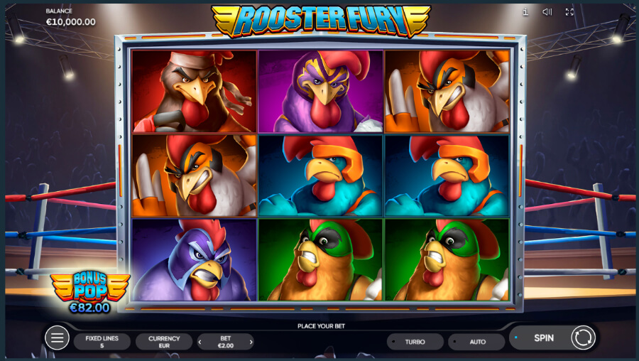 เกมสล็อตธีมไก่ชน Rooster Fury ค่าย Endorphina