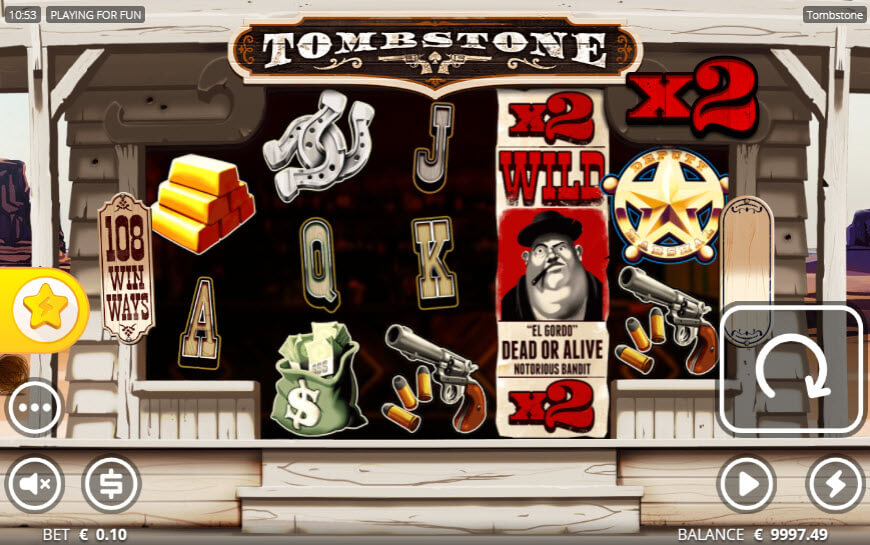 ตัวอย่างโบนัสตัวคูณในเกมสล็อต Tombstone